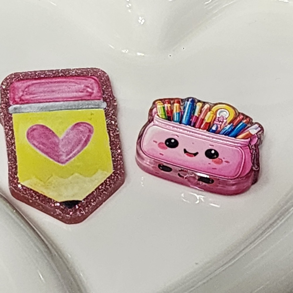Kawaii Pencil Box Flatback Focal Bead Beaded Pen Badge Acrylic Bead School